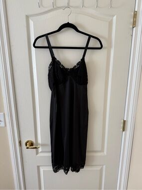 French Maid | Vintage black lace trim slip dress lingerie intimates size 34 sm
